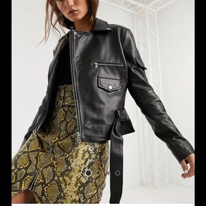 NWT Barney’s Originals Black Leather Jacket